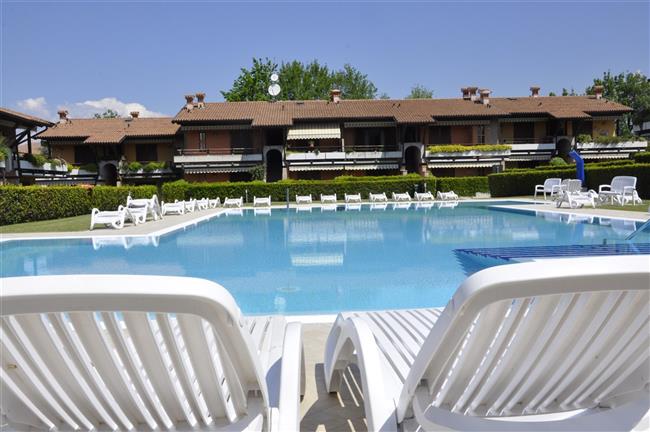 Pool with shared deck chairs