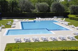 Pool with shared deck chairs